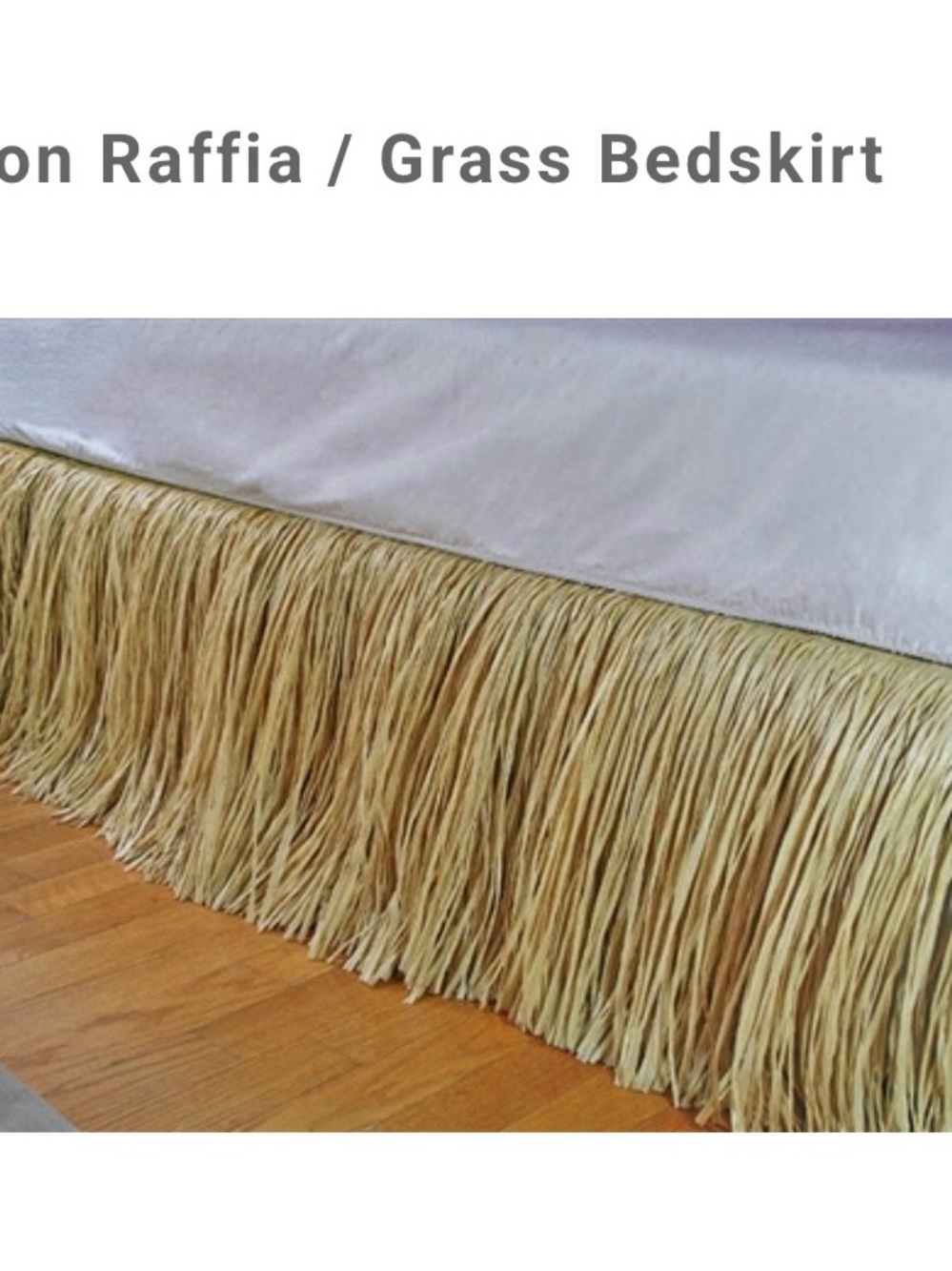 Rayon Raffia Grass Bedskirt in white and Natural
